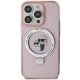 Karl Lagerfeld iPhone 15 Pro vāciņš Ring Stand Karl & Choupette MagSafe, rozā