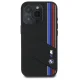 BMW iPhone 16 Pro vāciņš Silicone Cut Tricolor Lines MagSafe, melns