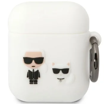Чехол Karl Lagerfeld Silicone Karl & Choupette для AirPods 1 / 2, Белый