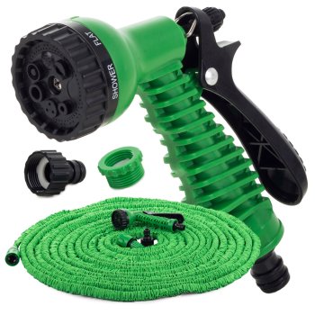Expandable Garden Hose with Spray Gun, 20-60m, Green