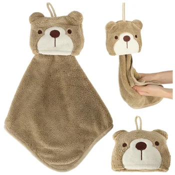 Kids Hand Towel for Kindergarten 42x25 cm, Brown Bear