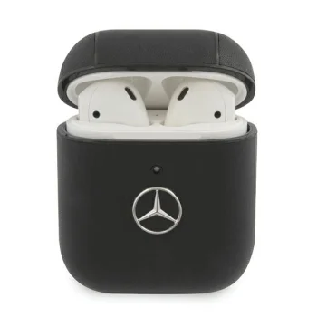 Mercedes Electronic Line AirPods 1/2 futrālis no dabīgās ādas - melns