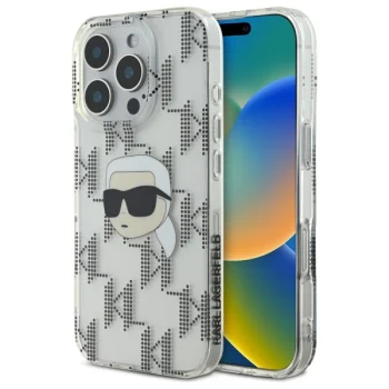 Karl Lagerfeld IML Karl Head Electroplated vāciņš iPhone 16 Pro, caurspīdīgs