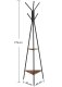 Leobert Freestanding Coat Rack with 2 Shelves, Black/Brown