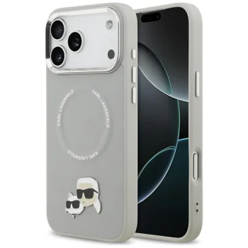 Чехол Karl Lagerfeld Karl & Choupette Pins MagSafe для iPhone 17 Pro Max - серый