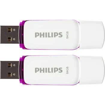 USB-флешка Philips Snow Edition 64 ГБ USB 2.0, комплект 2 шт., белая/фиолетовая
