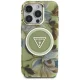 Guess Glitter Flowers Triangle Buttons MagSafe vāciņš iPhone 16 Pro Max, zaļš | Phone Case Cover