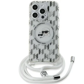 Чехол Karl Lagerfeld для iPhone 15 Pro Max IML Crossbody Monogram, прозрачный