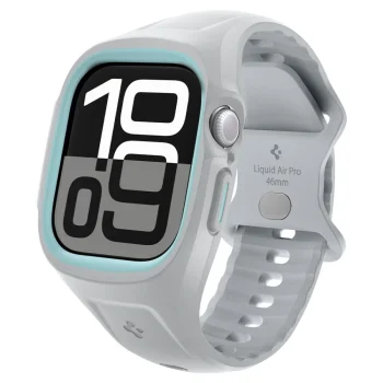 Ремешок с чехлом Spigen Liquid Air Pro для Apple Watch 10 46mm, серый