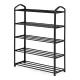 Modernhome XJ53K BLACK metāla apavu plaukts, 5 plaukti, 15 pāriem, melns