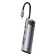 Baseus Metal Gleam Series multifunctional USB HUB 7in1 Type C HDMI TF PD card reader gray (WKWG020113)