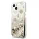 Guess iPhone 13 mini vāciņš Peony Liquid Glitter, zelta