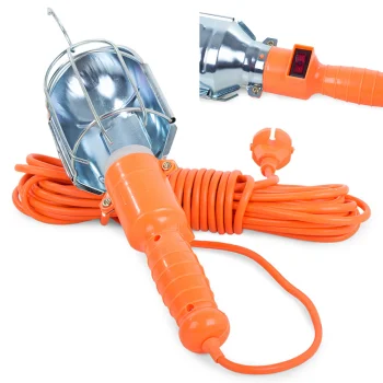 Darbnīcas lampa ar āķi un 5m vadu, 230V, E27, oranža