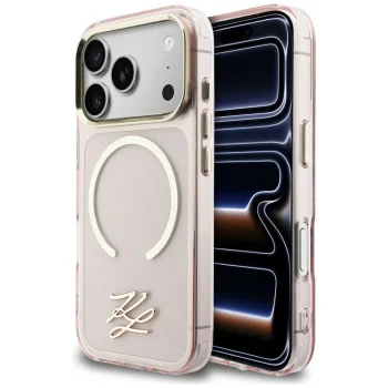 Karl Lagerfeld IML KL Script Logo чехол MagSafe для iPhone 17 Pro – розовый