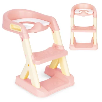 Детская накладка на унитаз со ступеньками Ecotoys, розовая