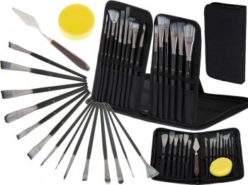 Artists' Paint Drawing Brushes in Case Set, 15 pcs