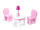 Liela Bērnu Spēļu MDF Koka Leļļu Māja ar Mēbelēm Piederumiem 70cm, Rozā | Play Dollhouse with Furniture