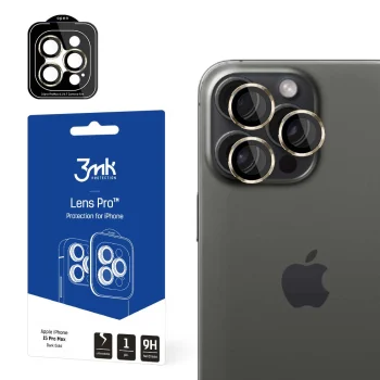 3mk Lens Protection Pro Camera Cover for iPhone 15 Pro Max, Gold
