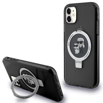 Karl Lagerfeld iPhone 11 / XR Case Ring Stand Karl & Choupette MagSafe, Black