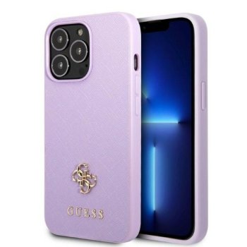 Guess iPhone 13 Pro / 13 vāciņš Saffiano 4G Small Metal Logo, violets
