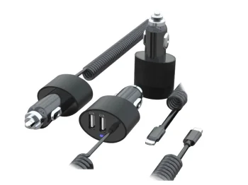 Maclean MCE76 Automašīnas Lādētājs ar Lightning Kabeli, 2xUSB, 5.2A, 1.8m, Melns