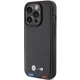 BMW iPhone 15 Pro vāciņš Leather Stamp Tricolor, melns