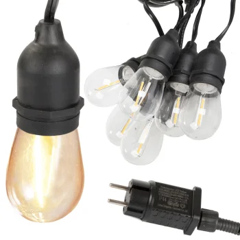 Садовая гирлянда 10 LED ламп E27, 10м, теплый белый свет