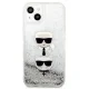 Apple iPhone 13 mini 5.4\" Karl Lagerfeld Liquid Glitter Karl&Choupette Head Case Cover (KLHCP13SKICGLS), Silver |...