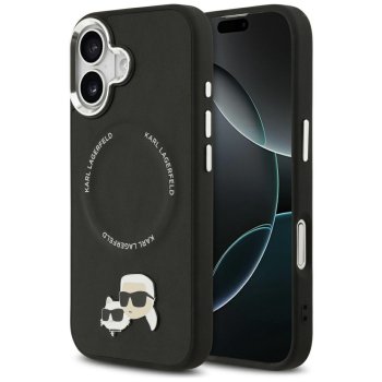 Karl Lagerfeld iPhone 17 Case MagSafe PU Karl & Choupette Pins, Black