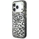 Чехол Guess IML Leopard Glitter Triangle Logo MagSafe для iPhone 17 Pro / 18 Pro, черный