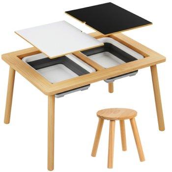 Koka bērnu Montessori galdiņš ar krēsliņu Kruzzel 26366