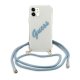 Чехол Guess для iPhone 12 mini Script Vintage, прозрачный/синий