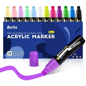 Akrila marķieri ARRTX, 10 mm plats gals, 12 krāsas