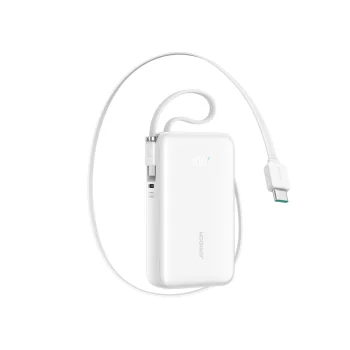 Ārējais akumulators Joyroom JR-PR2 10000mAh ar 2 iebūvētiem USB-C kabeļiem, balts