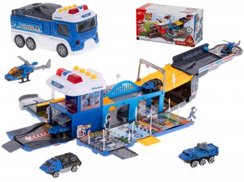 Bērnu Rotaļu Policijas Kravas Automašīna Transporteris Stāvvieta | Kids Toy Police Car Truck Transporter Parking