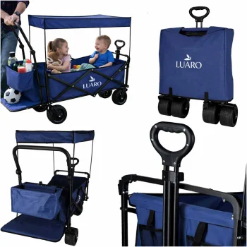 Складная пляжная тележка Ikonka LUARO KX2841 с крышей и сеткой, 120 л,...