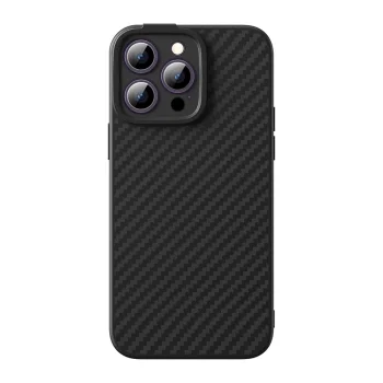 Armored Phone Case Cover iPhone 14 Pro Max compatible with MagSafe Baseus Synthetic Fiber tempered glass - black