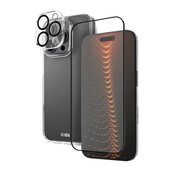 Комплект SBS D3O для iPhone 16 Pro: чехол и защитные стекла, прозрачный