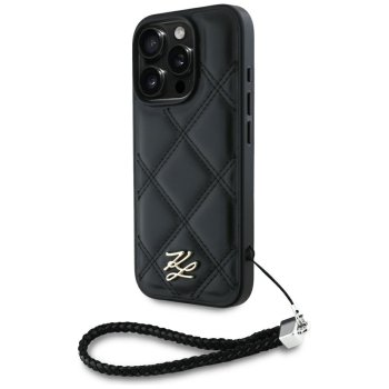 Karl Lagerfeld Quilted Initial Logo & Chain Strap iPhone 16 Pro Max vāciņš - melns | Case Black
