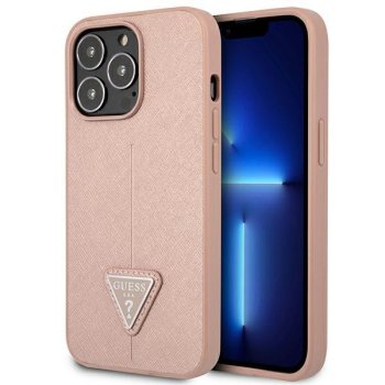 Guess Saffiano PU Triangle vāciņš iPhone 14 Pro 6,1" rozā