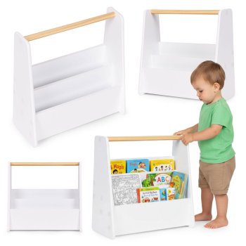 Ecotoys Montessori bērnu grāmatu plaukts, 2 līmeņi, balts