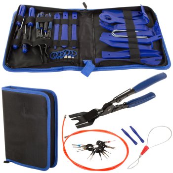 Car trim removal tool set, 32 pieces, blue
