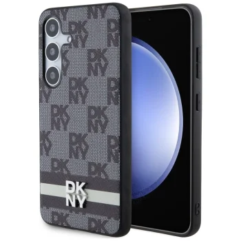 DKNY Samsung Galaxy S24+ vāciņš Leather Checkered Mono Pattern, melns