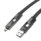 BlitzWolf BW-HDC7 4-in-1 USB, USB-C un Lightning kabelis 240W 1.2m, melns