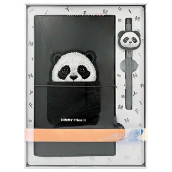 Набор Nimmy Big Eyed Pet 2.0 Panda 2-в-1: блокнот и ручка, черный
