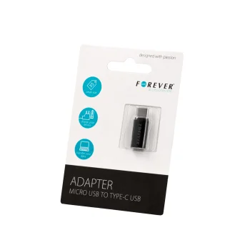 Forever microUSB uz USB-C pāreja, melna