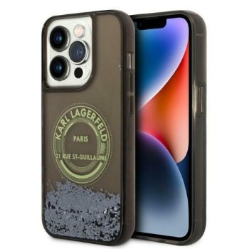 Karl Lagerfeld Liquid Glitter RSG Case for iPhone 14 Pro, Black