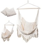 Dārza Šūpuļtīkls Šūpuļkrēsls ar Koka Rāmi un Spilveniem, Bēšs | Brazilian Hanging Garden Chihee Swing Hammock Chair
