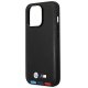 BMW iPhone 14 Pro vāciņš Leather Stamp Tricolor MagSafe, melns