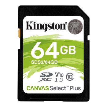 Kingston 64GB microSDXC Memory Card Canvas Select Plus SDS2, black